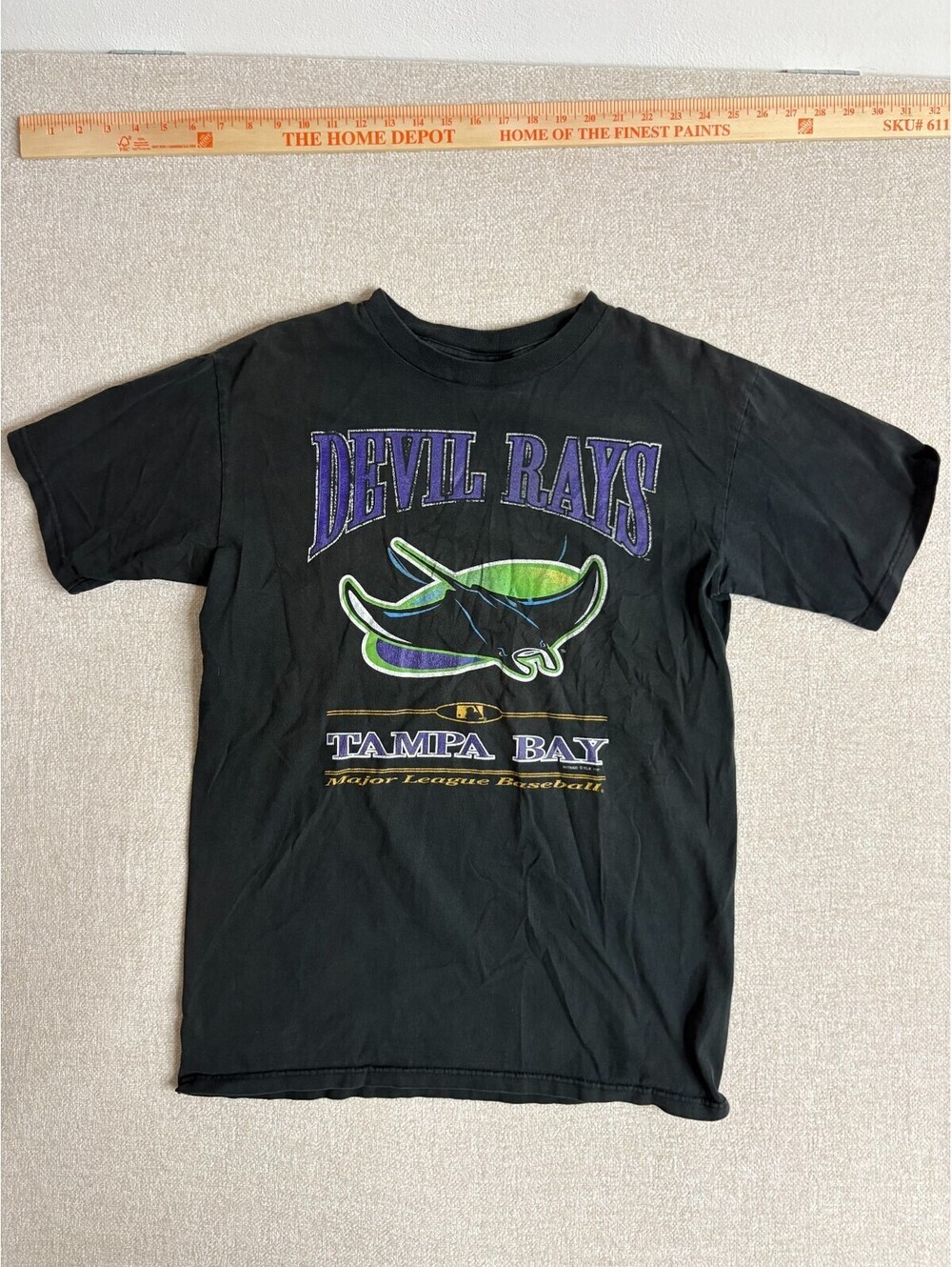 Vintage Lee Sport Tampa Bay Devil Rays T Shirt Mens XL Black Graphic Tee MLB